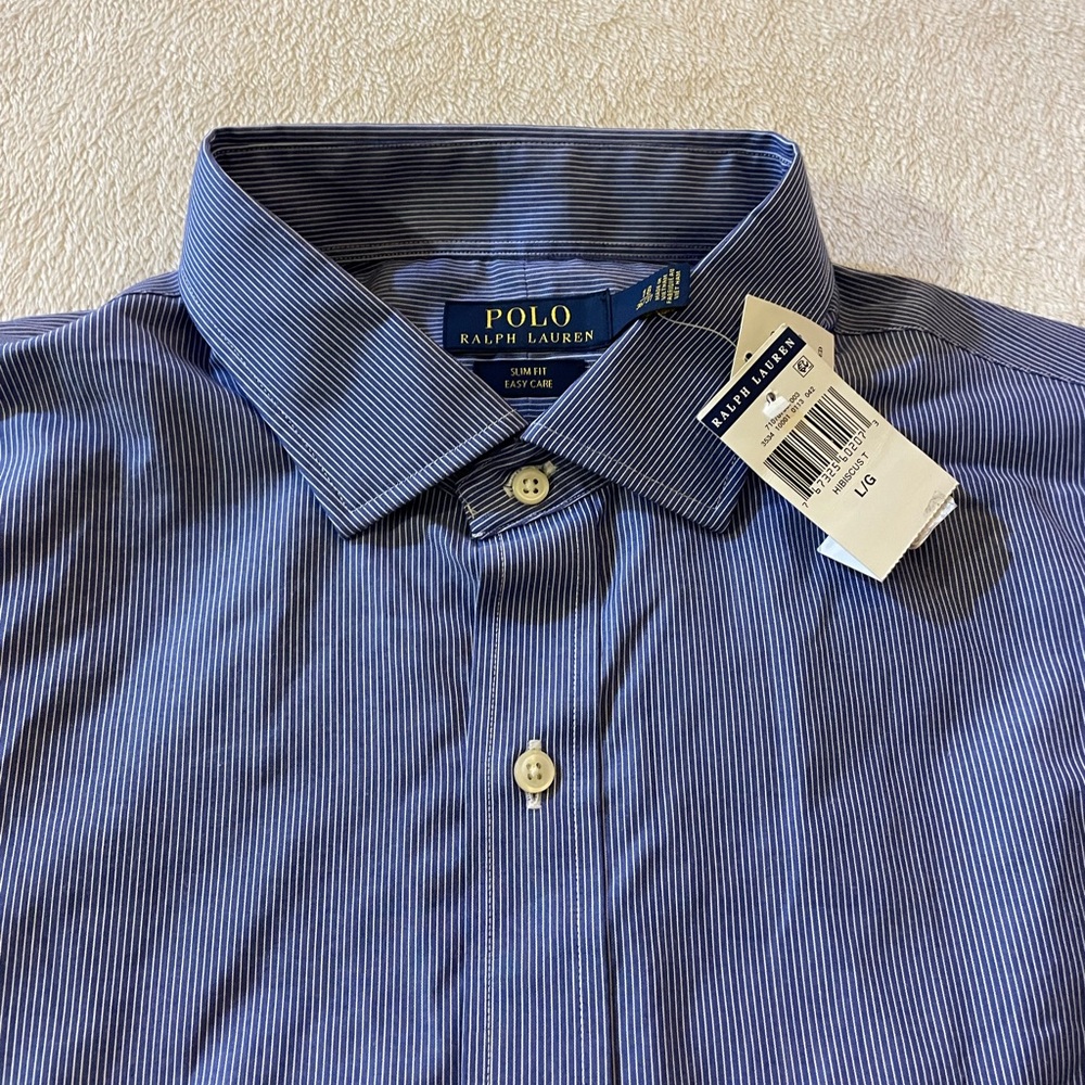 Ralph Lauren Polo New with Tags men’s Blue dress shirt Neck 18 sleeve 36/37